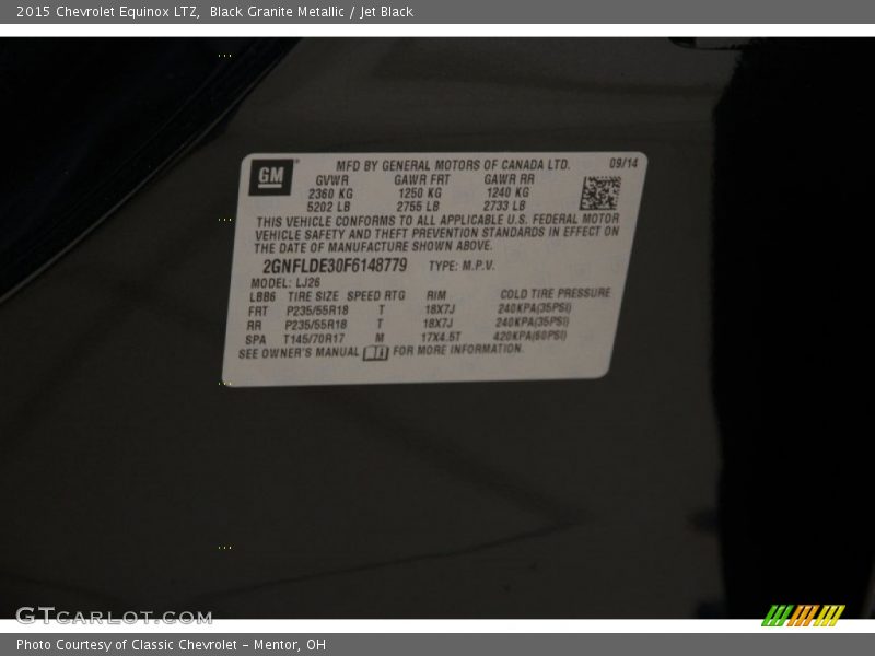 Black Granite Metallic / Jet Black 2015 Chevrolet Equinox LTZ