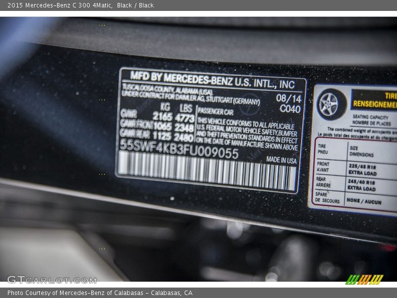 Black / Black 2015 Mercedes-Benz C 300 4Matic