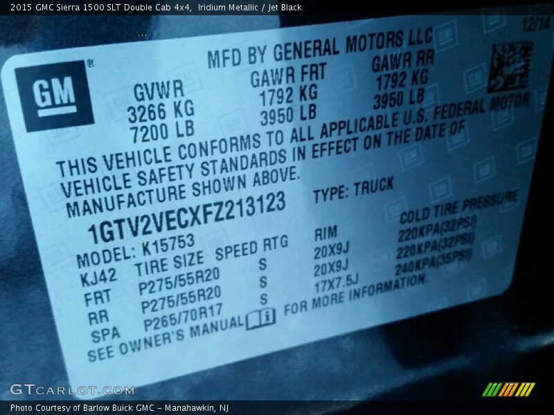 Iridium Metallic / Jet Black 2015 GMC Sierra 1500 SLT Double Cab 4x4
