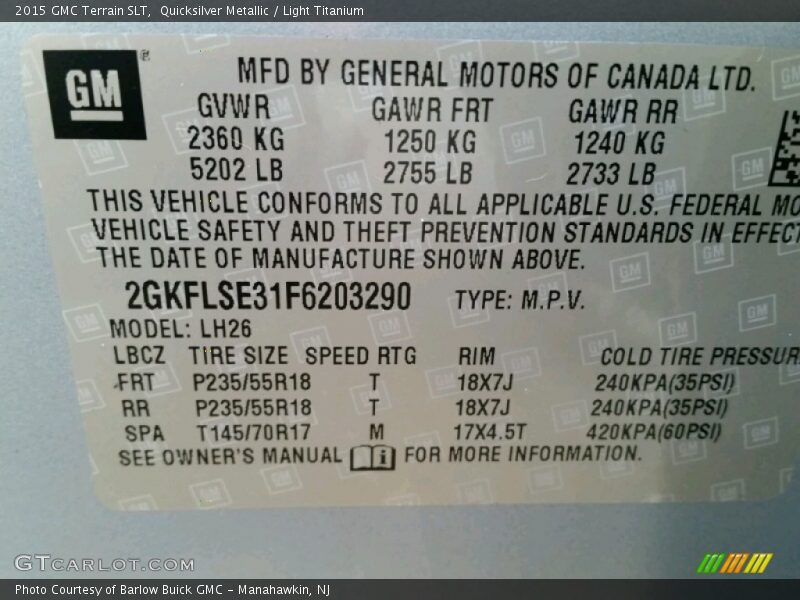 Quicksilver Metallic / Light Titanium 2015 GMC Terrain SLT