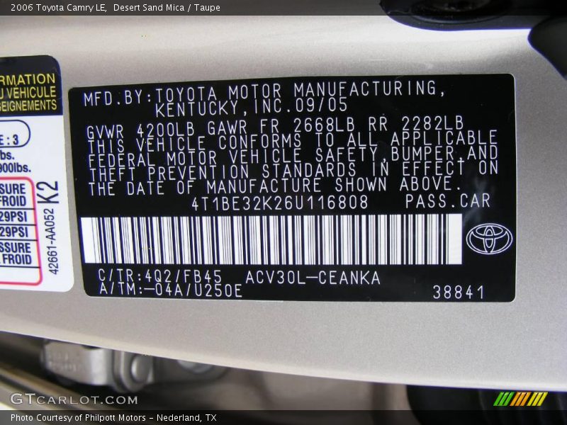 Desert Sand Mica / Taupe 2006 Toyota Camry LE