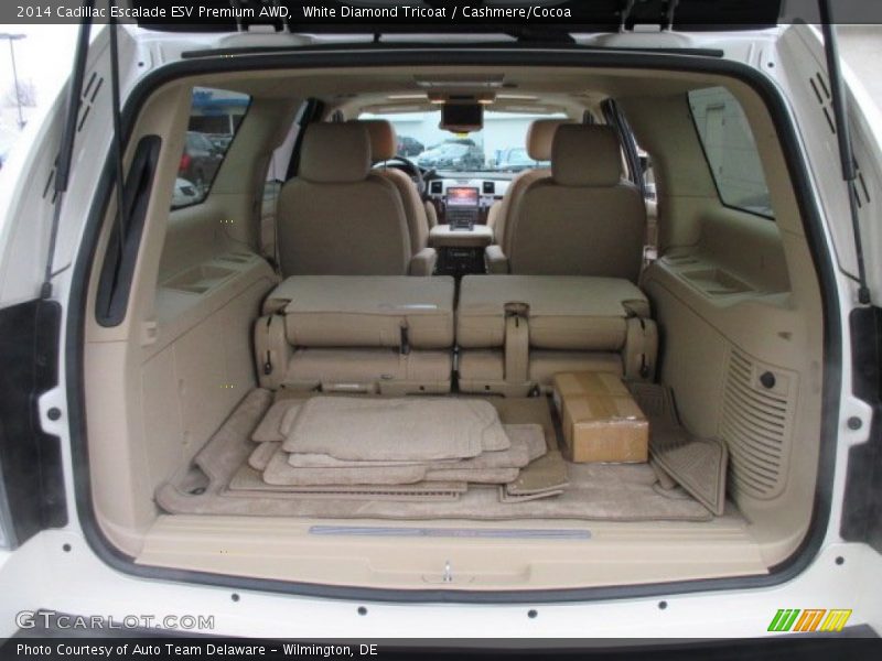 White Diamond Tricoat / Cashmere/Cocoa 2014 Cadillac Escalade ESV Premium AWD