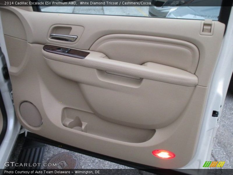White Diamond Tricoat / Cashmere/Cocoa 2014 Cadillac Escalade ESV Premium AWD