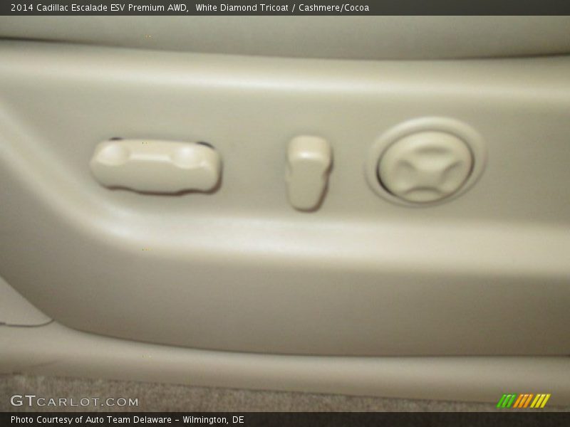 White Diamond Tricoat / Cashmere/Cocoa 2014 Cadillac Escalade ESV Premium AWD