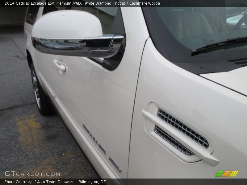 White Diamond Tricoat / Cashmere/Cocoa 2014 Cadillac Escalade ESV Premium AWD
