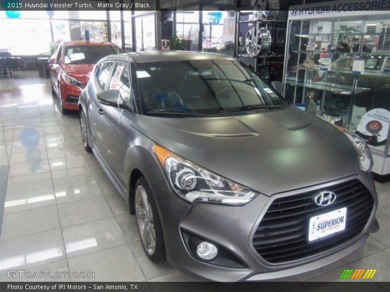 Matte Gray / Black 2015 Hyundai Veloster Turbo