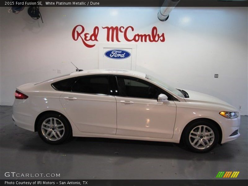 White Platinum Metallic / Dune 2015 Ford Fusion SE