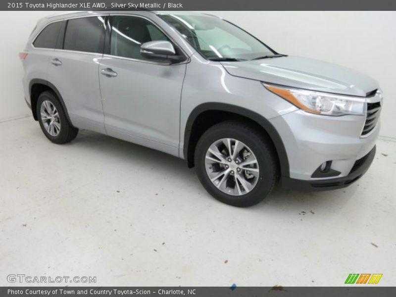 Silver Sky Metallic / Black 2015 Toyota Highlander XLE AWD