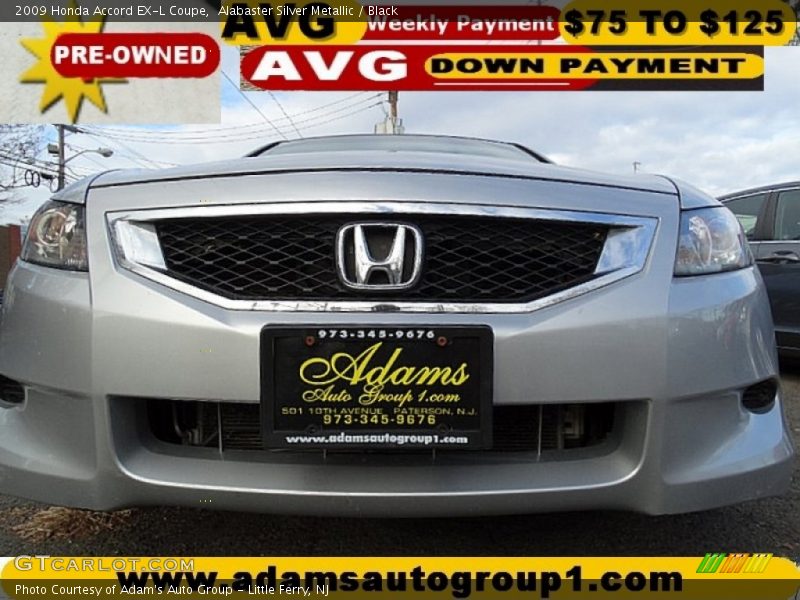 Alabaster Silver Metallic / Black 2009 Honda Accord EX-L Coupe