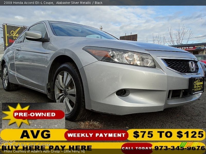 Alabaster Silver Metallic / Black 2009 Honda Accord EX-L Coupe
