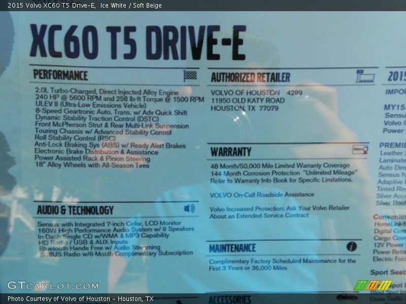 Ice White / Soft Beige 2015 Volvo XC60 T5 Drive-E