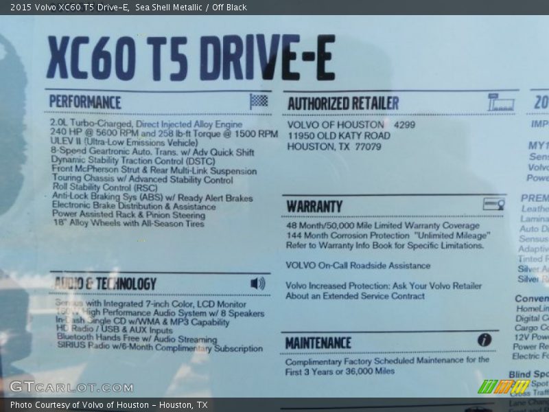 Sea Shell Metallic / Off Black 2015 Volvo XC60 T5 Drive-E