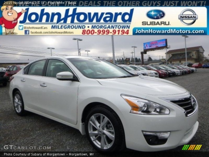 Pearl White / Beige 2015 Nissan Altima 2.5 SV