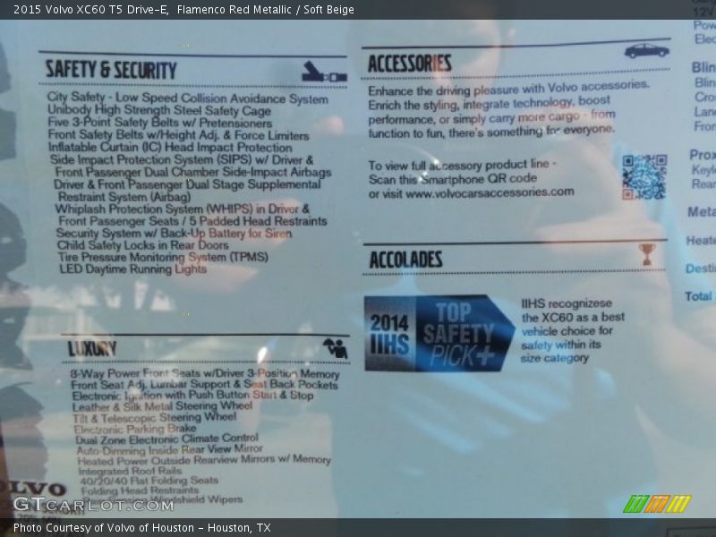 Flamenco Red Metallic / Soft Beige 2015 Volvo XC60 T5 Drive-E