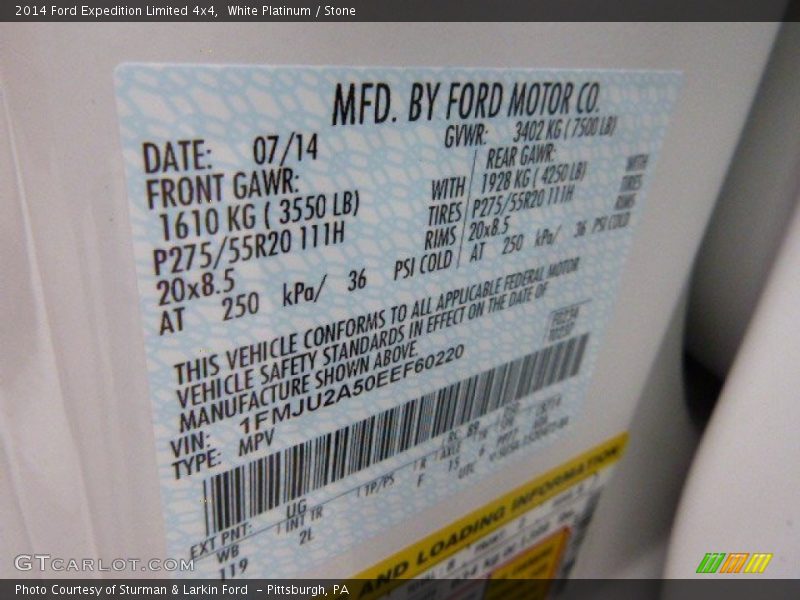White Platinum / Stone 2014 Ford Expedition Limited 4x4