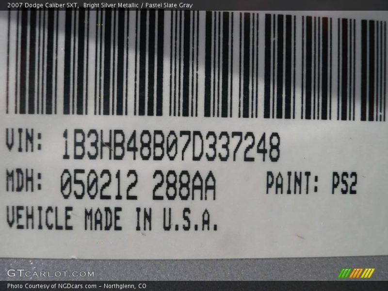 Bright Silver Metallic / Pastel Slate Gray 2007 Dodge Caliber SXT