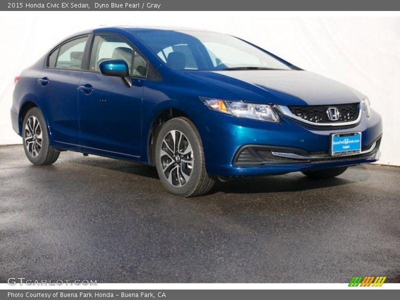 Dyno Blue Pearl / Gray 2015 Honda Civic EX Sedan