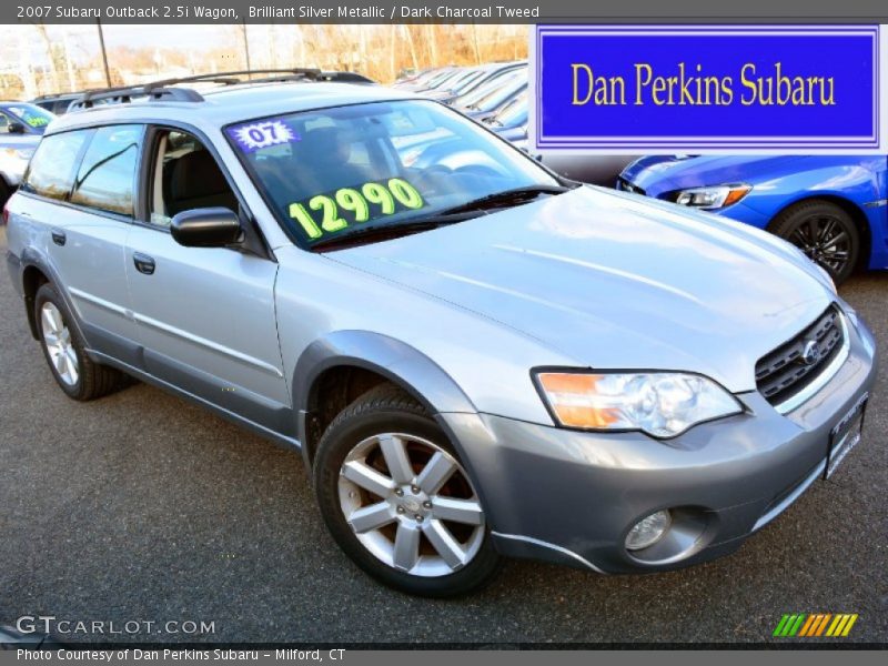 Brilliant Silver Metallic / Dark Charcoal Tweed 2007 Subaru Outback 2.5i Wagon