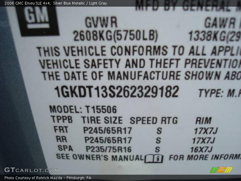 Silver Blue Metallic / Light Gray 2006 GMC Envoy SLE 4x4