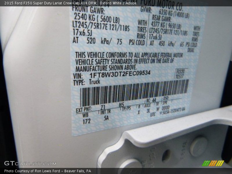 Oxford White / Adobe 2015 Ford F350 Super Duty Lariat Crew Cab 4x4 DRW