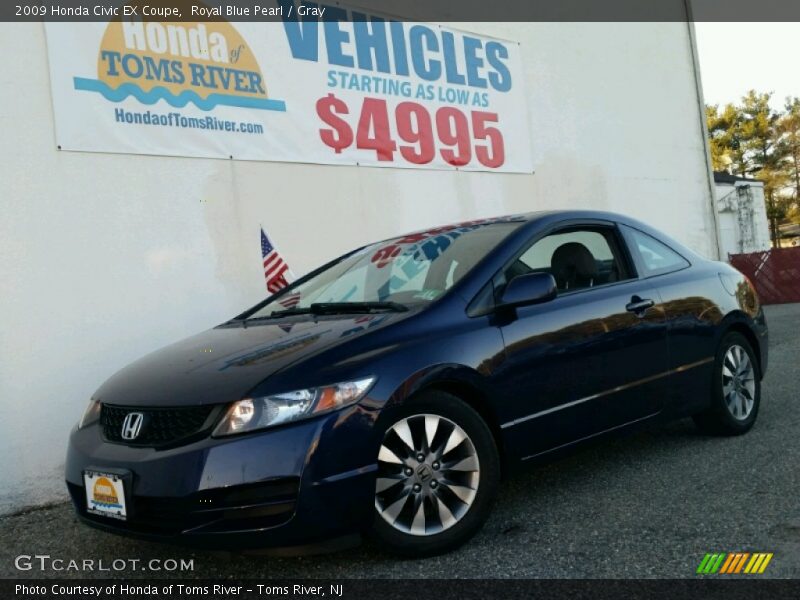 Royal Blue Pearl / Gray 2009 Honda Civic EX Coupe