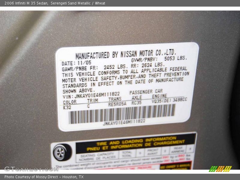Serengeti Sand Metallic / Wheat 2006 Infiniti M 35 Sedan