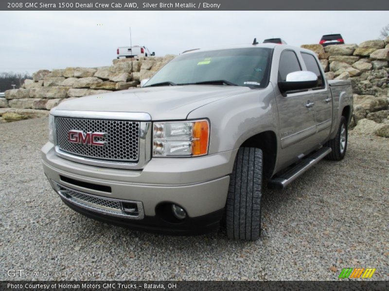 Silver Birch Metallic / Ebony 2008 GMC Sierra 1500 Denali Crew Cab AWD