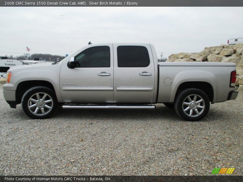 Silver Birch Metallic / Ebony 2008 GMC Sierra 1500 Denali Crew Cab AWD