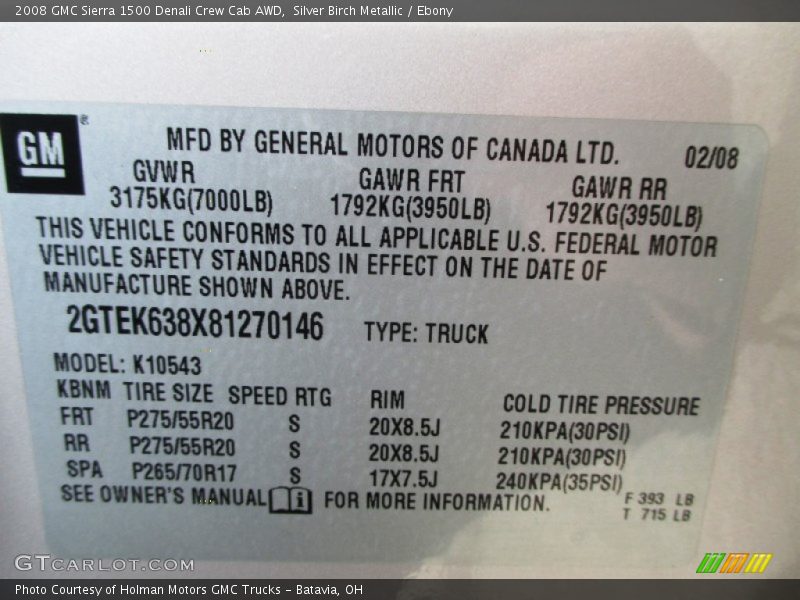 Silver Birch Metallic / Ebony 2008 GMC Sierra 1500 Denali Crew Cab AWD