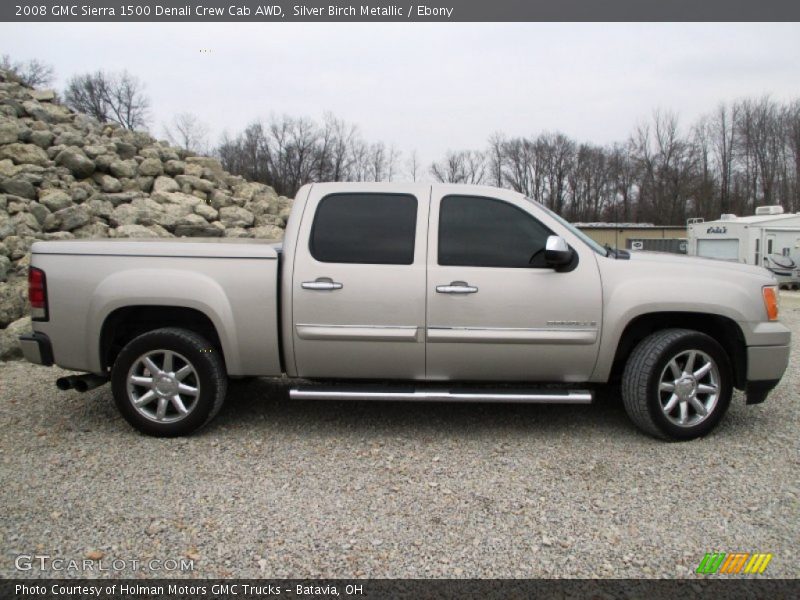 Silver Birch Metallic / Ebony 2008 GMC Sierra 1500 Denali Crew Cab AWD