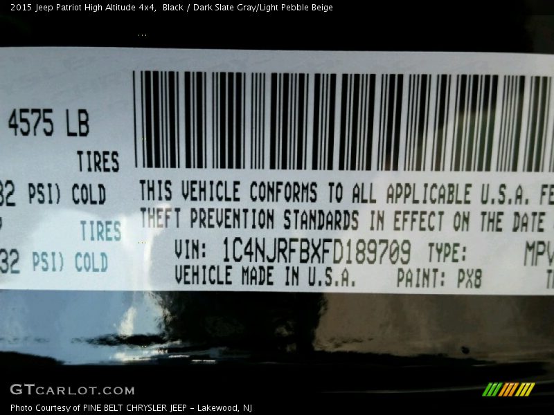 Black / Dark Slate Gray/Light Pebble Beige 2015 Jeep Patriot High Altitude 4x4