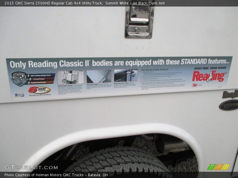 Summit White / Jet Black/Dark Ash 2015 GMC Sierra 2500HD Regular Cab 4x4 Utility Truck