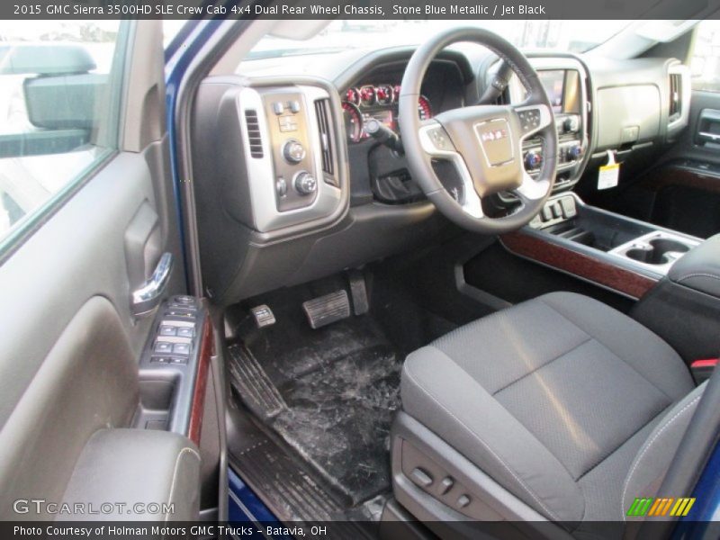 Stone Blue Metallic / Jet Black 2015 GMC Sierra 3500HD SLE Crew Cab 4x4 Dual Rear Wheel Chassis