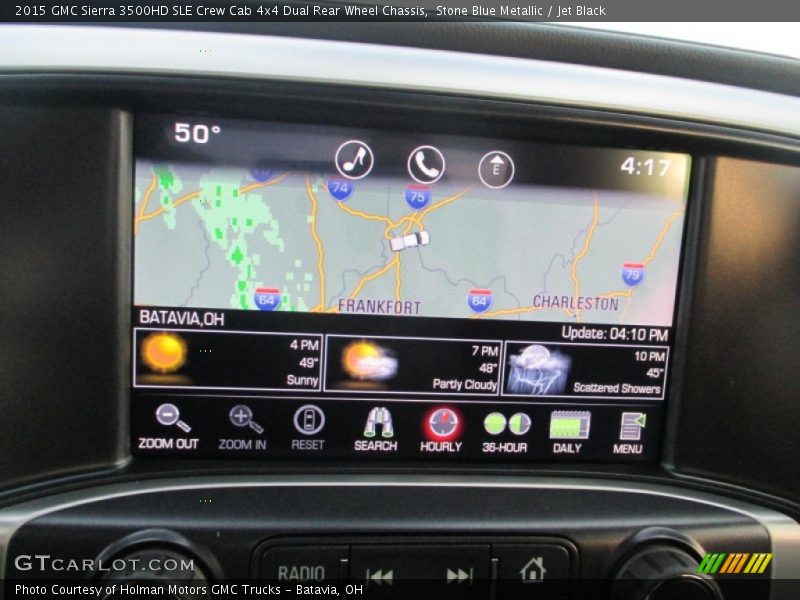 Stone Blue Metallic / Jet Black 2015 GMC Sierra 3500HD SLE Crew Cab 4x4 Dual Rear Wheel Chassis