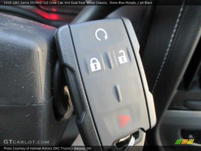 Stone Blue Metallic / Jet Black 2015 GMC Sierra 3500HD SLE Crew Cab 4x4 Dual Rear Wheel Chassis