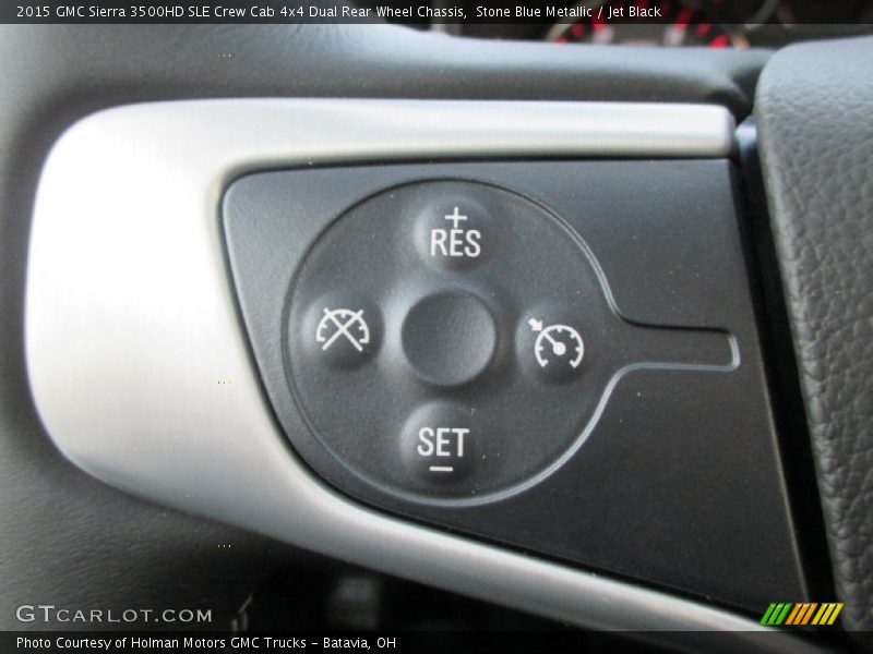 Stone Blue Metallic / Jet Black 2015 GMC Sierra 3500HD SLE Crew Cab 4x4 Dual Rear Wheel Chassis