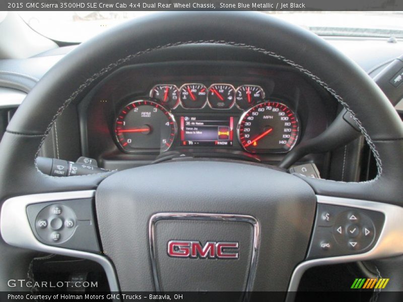 Stone Blue Metallic / Jet Black 2015 GMC Sierra 3500HD SLE Crew Cab 4x4 Dual Rear Wheel Chassis