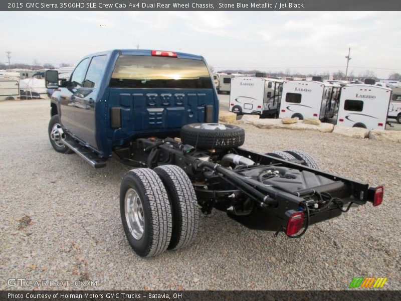 Stone Blue Metallic / Jet Black 2015 GMC Sierra 3500HD SLE Crew Cab 4x4 Dual Rear Wheel Chassis