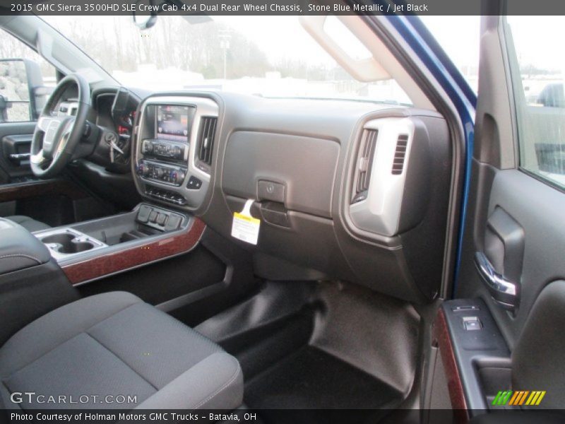 Stone Blue Metallic / Jet Black 2015 GMC Sierra 3500HD SLE Crew Cab 4x4 Dual Rear Wheel Chassis