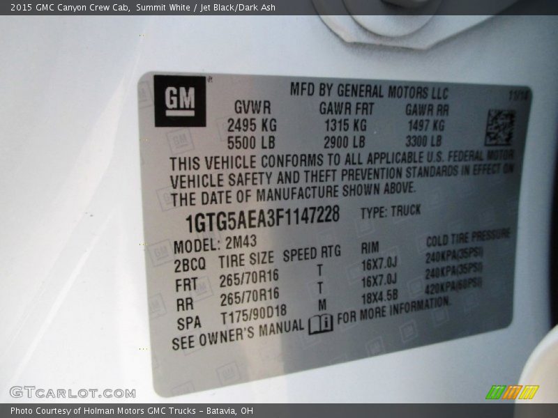 Summit White / Jet Black/Dark Ash 2015 GMC Canyon Crew Cab