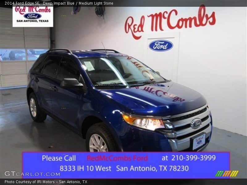 Deep Impact Blue / Medium Light Stone 2014 Ford Edge SE