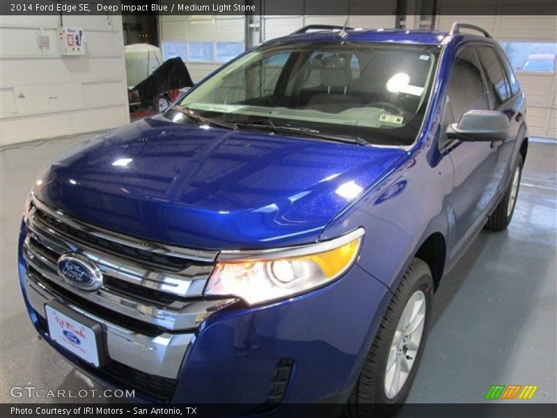 Deep Impact Blue / Medium Light Stone 2014 Ford Edge SE