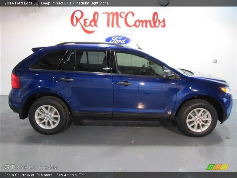 Deep Impact Blue / Medium Light Stone 2014 Ford Edge SE