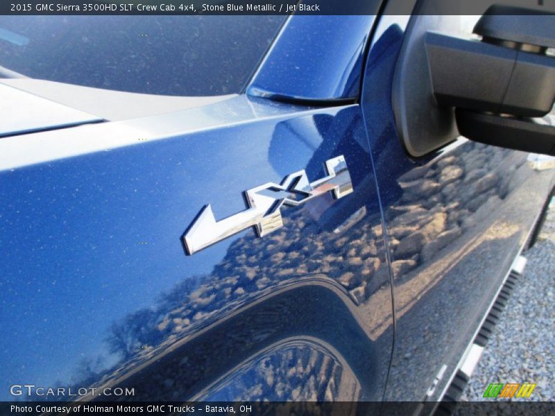 Stone Blue Metallic / Jet Black 2015 GMC Sierra 3500HD SLT Crew Cab 4x4