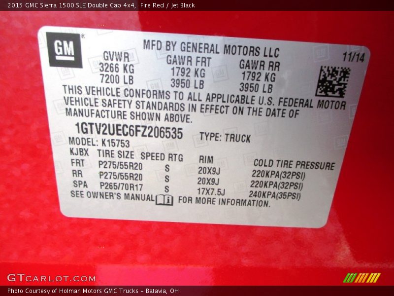 Fire Red / Jet Black 2015 GMC Sierra 1500 SLE Double Cab 4x4