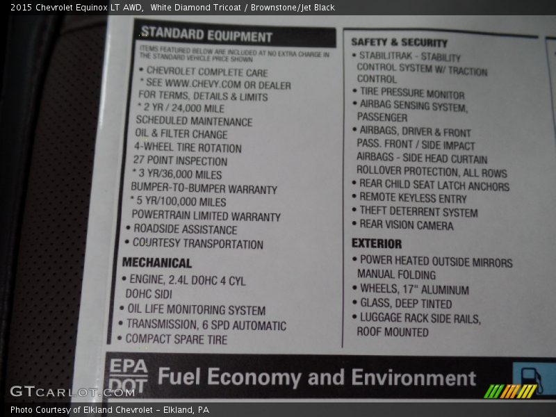 White Diamond Tricoat / Brownstone/Jet Black 2015 Chevrolet Equinox LT AWD