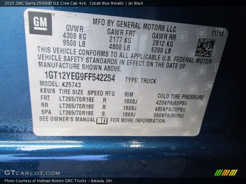Cobalt Blue Metallic / Jet Black 2015 GMC Sierra 2500HD SLE Crew Cab 4x4