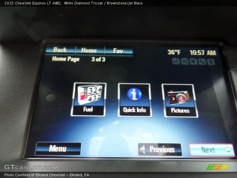 White Diamond Tricoat / Brownstone/Jet Black 2015 Chevrolet Equinox LT AWD