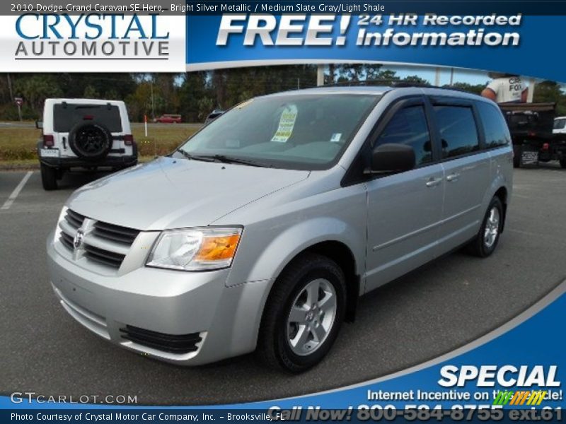 Bright Silver Metallic / Medium Slate Gray/Light Shale 2010 Dodge Grand Caravan SE Hero