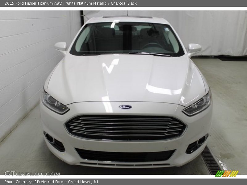 White Platinum Metallic / Charcoal Black 2015 Ford Fusion Titanium AWD